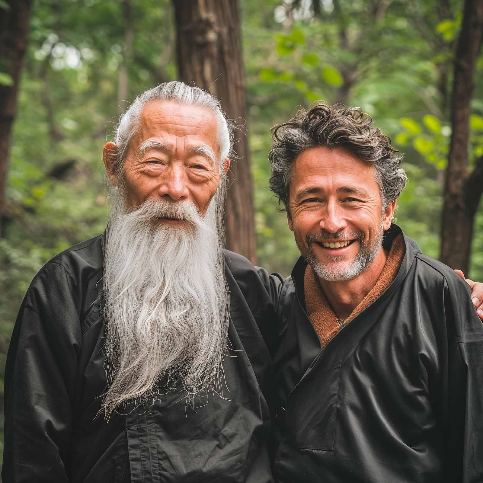 Master Tao and photojournalist Ben smiling together.